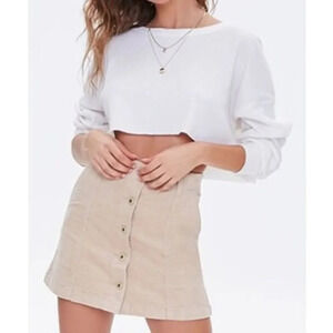 Forever 21 - Corduroy Mini  Skirt - Cream
